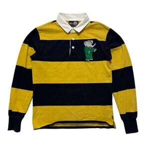 Rowing Blazers Babar Rugby Striped Polo Shirt Yellow Navy S
